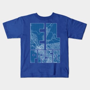 El Paso, Texas, USA City Map Typography - Blueprint Kids T-Shirt